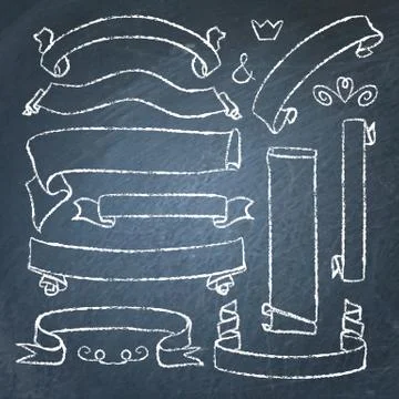 Collection of chalkboard banners Stock Illustration