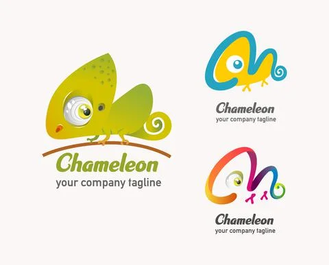 Collection of chameleon logo mascot for business and company with different s Stock Illustration