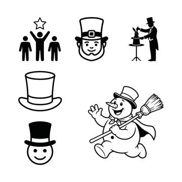 A collection of charming hand drawn black and white cartoon illustrations f.. Stock Illustration