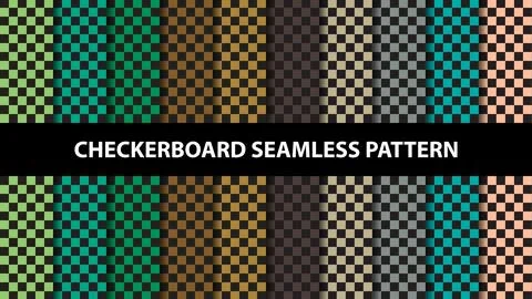 Collection of checkerboard vector seamless pattern. Checkerboard wallpaper Stock Illustration