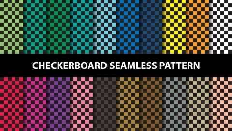 Collection of checkerboard vector seamless pattern. Checkerboard wallpaper Stock Illustration