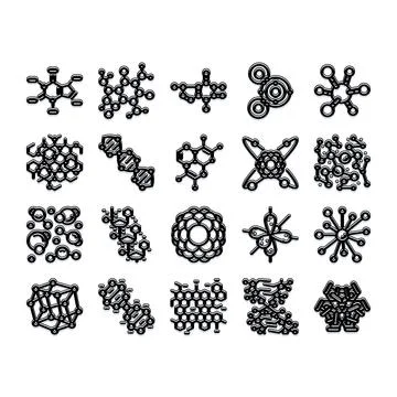 Collection of chemistry molecule and atomic structures イラスト素材
