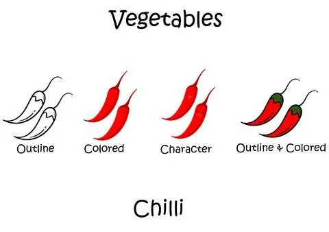 Collection of chili vegetable illustrations Stock Illustration