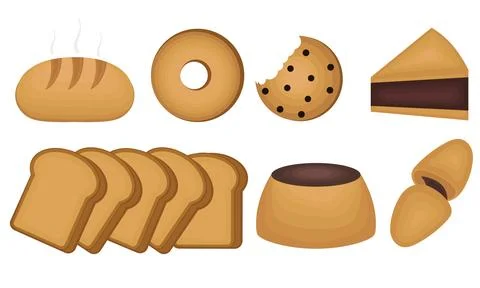 A collection of chocolate cake illustrations Stock Illustration