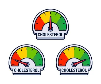 Collection of Cholesterol Level Gauges Vector Illustration with Health Risk Stock Illustration
