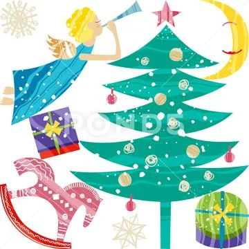 Collection of Christmas and New Year elements. Vector flat design with texture Stock Illustration