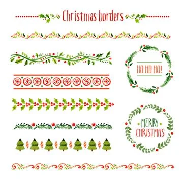 Collection of christmas borders Stock Illustration