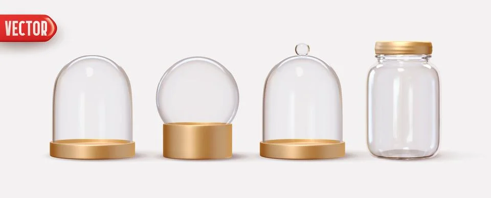 Collection Christmas decorative objects in realistic 3d design of empty glass Stock Illustration