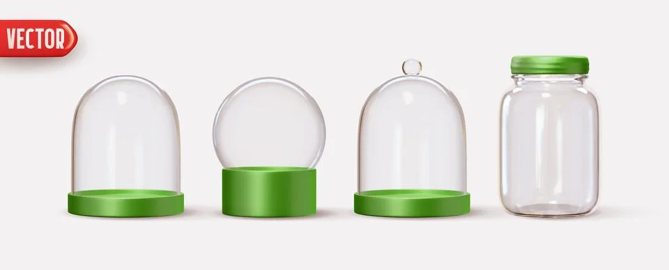 Collection Christmas decorative objects in realistic 3d design of empty glass イラスト素材
