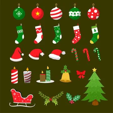 Collection Of Christmas Element Vector Illustration Stock Illustration