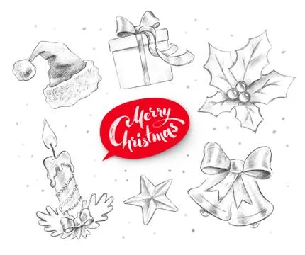 Collection of Christmas objects Stock Illustration
