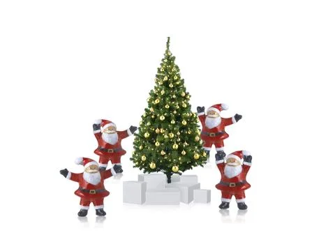 Collection of Christmas objects on white background Stock Illustration