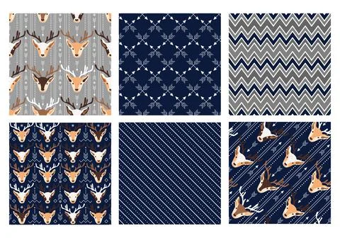 Collection of Christmas patterns. Vector Stock Illustration