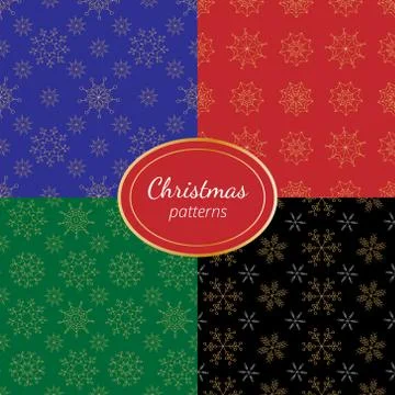 Collection of Christmas seamless patterns Stock Illustration