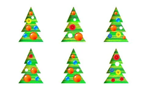Collection of Christmas trees-cone set, modern, interesting design Illustrazione stock