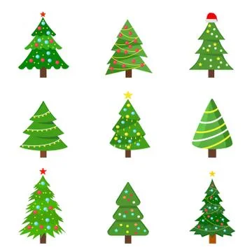 Collection of Christmas trees. modern flat design. vector illustration Illustrazione stock