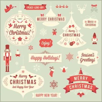 Collection of Christmas Vector Design Elements Stock Illustration