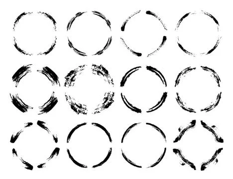 Collection of circle borders isolated. Set of round grunge frames. Vector ill Stock Illustration