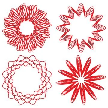 Collection of circle design elements, red outline geometric shapes Stock Illustration