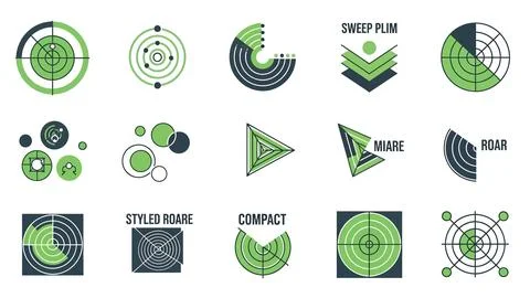 Collection of circular radar scanning interfaces and sonar navigation ui sy.. Stock Illustration