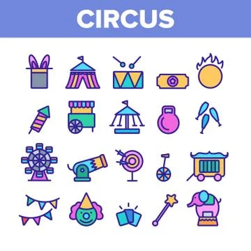 Collection Circus Show Elements Vector Icons Set イラスト素材