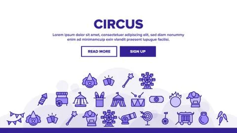 Collection Circus Show Elements Vector Icons Set Illustrazione stock