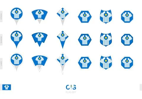Collection of the CIS flag in different shapes and with three different eff.. Stock Illustration