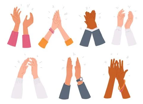 Collection of clapping applauding hands, flat vector illustration isolated. 스톡 일러스트