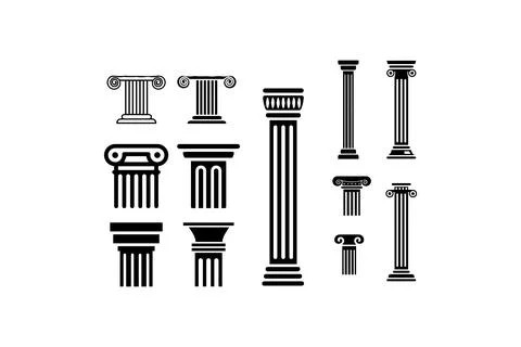 Collection of Classical Column Icons for Architecture. Vector illustration .. Stock Illustration