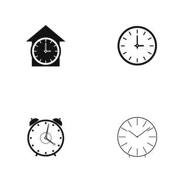 Collection of clock and alarm clock icons symbolizing time イラスト素材
