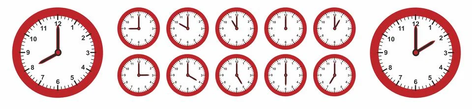 Collection with clocks. Vector illustration. Ilustração Stock