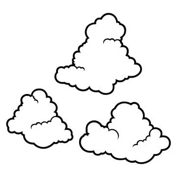 Collection of clouds. Cartoon cute image of sky. Stock Illustration