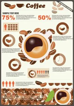 Collection of coffee infographics elements, vector Stock Illustration