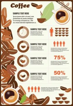 Collection of coffee infographics elements, vector Stock Illustration