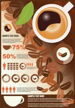Collection of coffee infographics elements, vector 库存插图