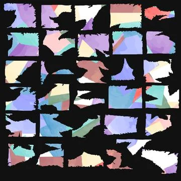 Collection for a collage of torn pieces of multi-colored paper Stock Illustration