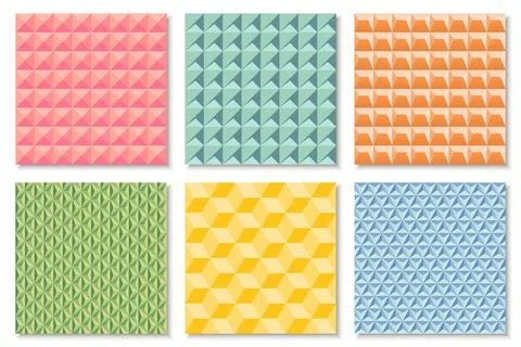 Collection of color seamless geometric patterns. Repeatable bright fashion Stock Illustration