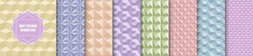Collection of color seamless geometric patterns. Repeatable bright backgrou.. Stock Illustration