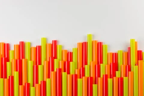 Collection colored drinking straws Stock Photos