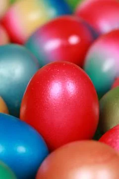 Collection of colored easter eggs Stock Photos