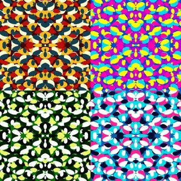 Collection of colored geometric seamless backgrounds Stock Illustration