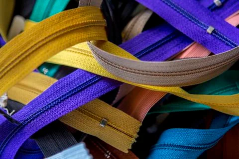 A collection of colored zips Stock Photos