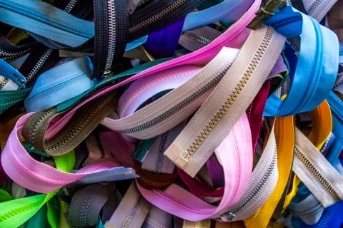 A collection of colored zips  Stock Photos