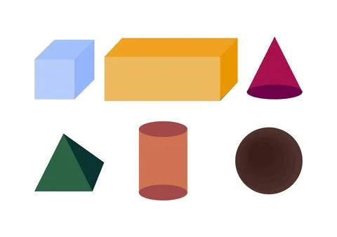 Collection of colorful 3d shapes Stock Illustration