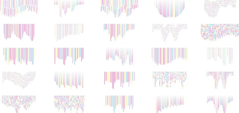 Collection of colorful abstract designs with vertical and horizontal lines .. イラスト素材