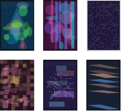 Collection of colorful abstract illustrations featuring geometric shapes an.. Stock Illustration