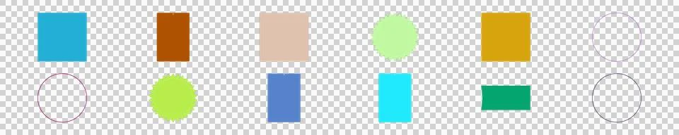 A collection of colorful blank rectangular, circular, and starburst badges .. Stock Illustration