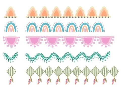 A collection of colorful boho-style patterns1 Stock Illustration