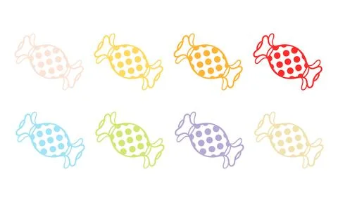 A collection of colorful candies round version free Stock Illustration