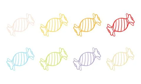 A collection of colorful candies round version Stock Illustration